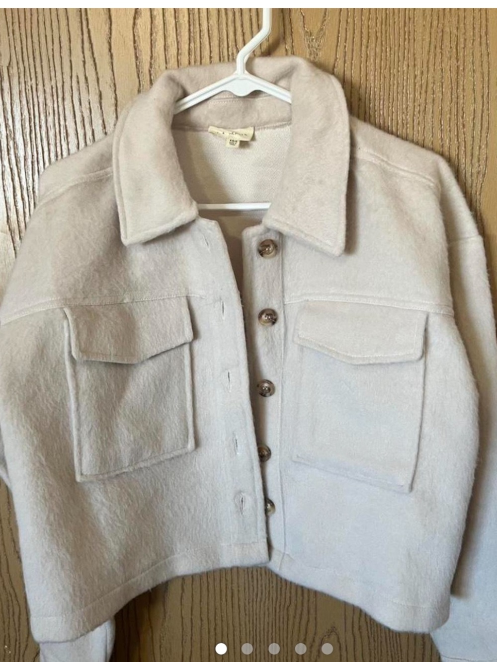 La Hearts Cream Cropped Button-Up Jacket